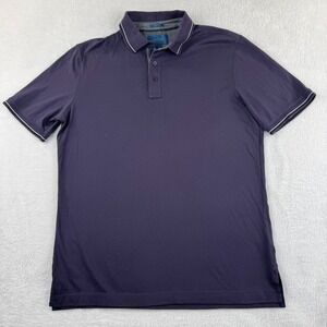Fairlane Polo Shirt Mens Medium Purple Pima Cotton Short Sleeve Tipped Regular